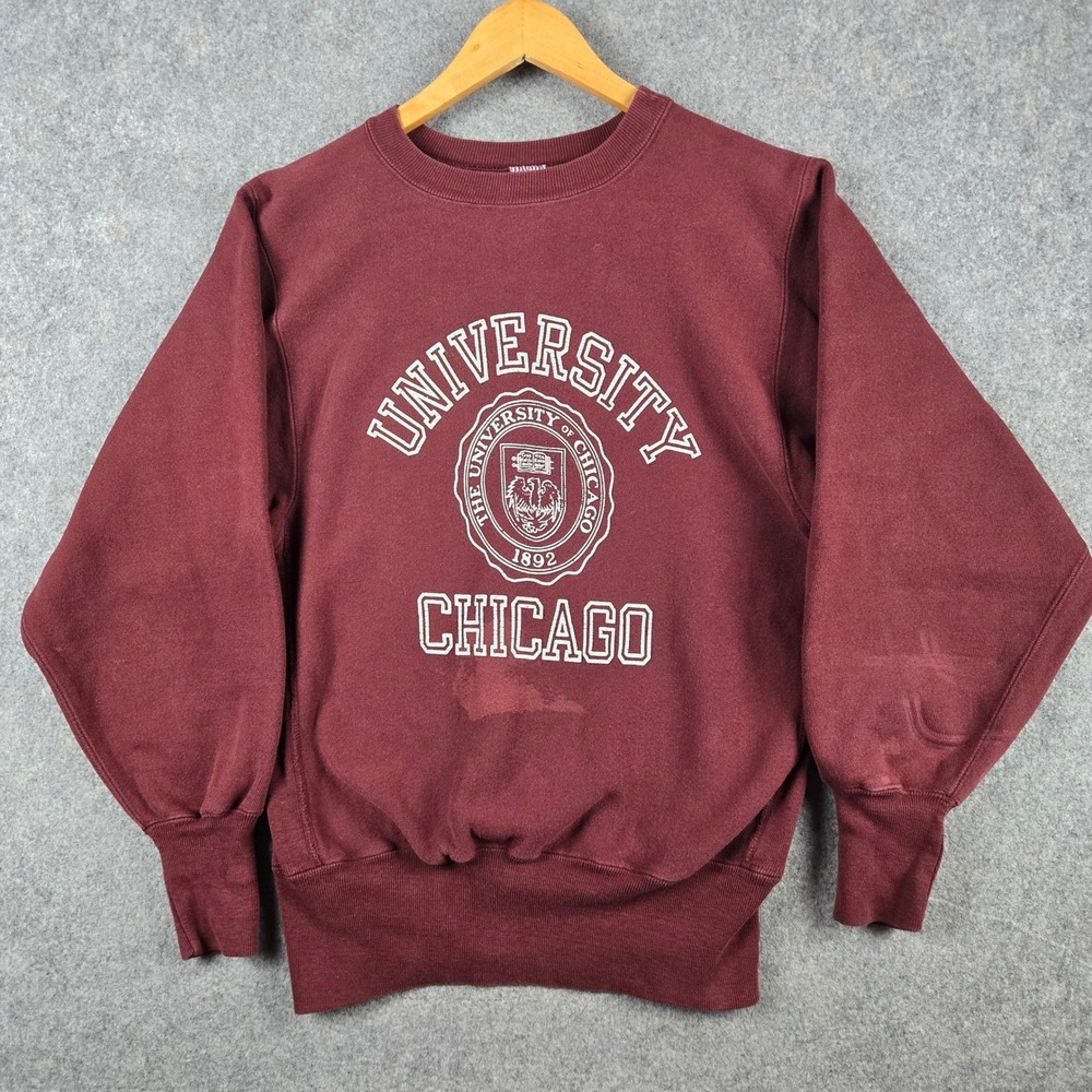 Vintage University of Chicago Champion Reverse Weave Sweatshirt Mens Medium Red
